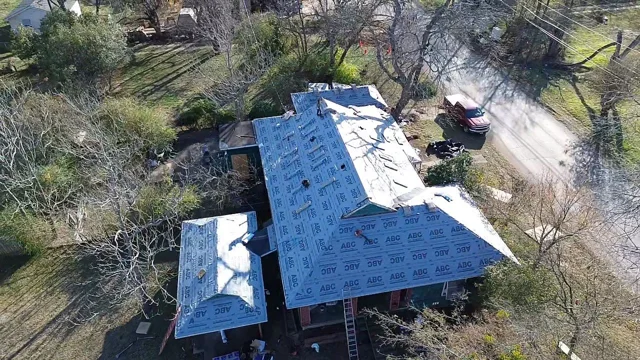 Roof covered with underlayment during installation
